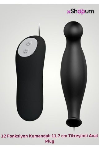 xShopum 12 Fonksiyon Kumandalı 11,7 Cm Titreşimli Anal Plug