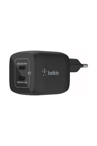 Belkin Wch011vfbk Boostcharge Pro 45w Gan Çift Usb-c Yüksek Hızlı Şarj Adaptörü - Siyah Belkin Wch011vfbk Boostcharge Pro 45w Gan Çift Usb-c Yüksek Hızlı Şarj Adaptörü - Siyah