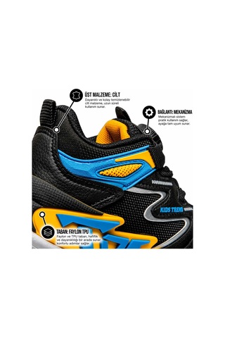Tuğba Ortopedi T34 Çocuk Okul Öncesi Işıklı Rahat Sneaker Siyah/sarı