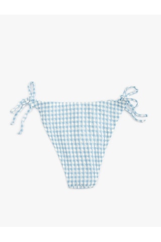 Koton Pötikareli İpli Mikro Bikini Altı Astarlı Mavi Ekose 4sak00116mm Mavi