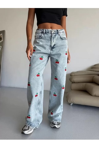 Paradise Cherry Cool Wide Leg Jean Çok Renkli