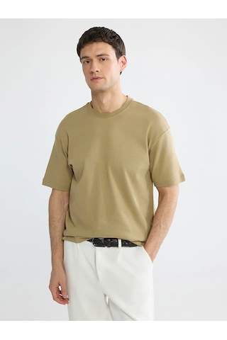 Lc Waikiki Sarı %100 Pamuk Loose Fit Basic Soft Touch Tişört