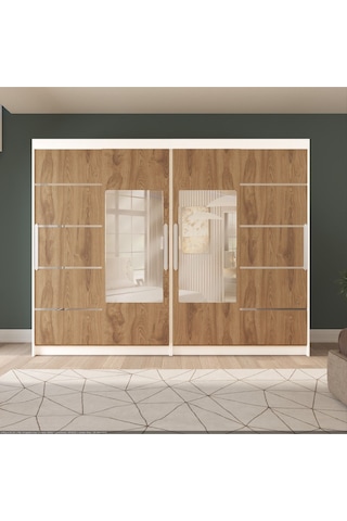 Sürgülü Gardırop Dört Kapaklı 320/210 Cm Parlak Beyaz + Ud