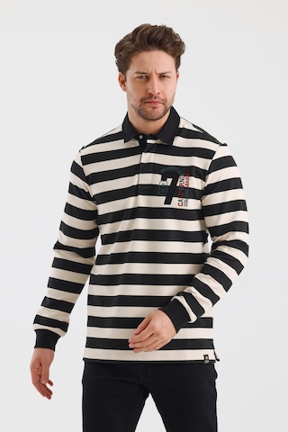 Alexander Gardi Alexandergardı Polo Yaka Nakış Aplikeli Çizgili Regular Fit Sweatshırt Wk25214 001