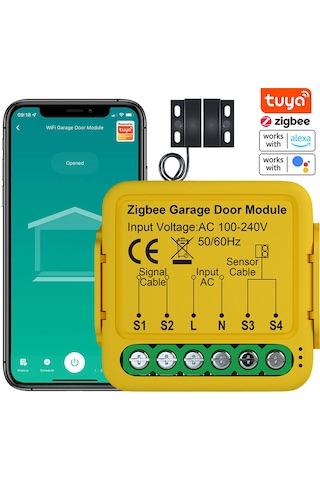 Teltree Tuya Zigbee Akıllı Garaj Kapısı Kontrol Cihazı, Google Home Ve Alexa Uyumlu, Zamanlayıcılı, Aile Paylaşımı Özellikli Tuya Zigbee