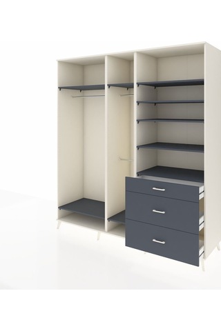 Kronos Dolap 9 Raflı 3 Çekmeceli 3 Askılı 220x59x243 Aytaşı-antrasit/antrasit Antrasıt/antrasıt