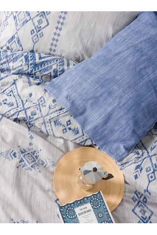 Cotton Box Ethnic Çift Kişilik Nevresim Takımı Cleo Mavi
