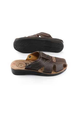 Gezer Yazlık Erkek Çıtçıtlı Ayarlanabilir Terlik-Sandalet (554653102) Kahverengi