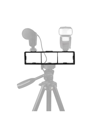 Xindoker Fotoğraf Çekim Ayağı Abs Malzeme, 2 Adet Hot Shoe, 1/4" Bağlantı, Işık-mikrofon-telefon Tutucu Uyumlu Siyah