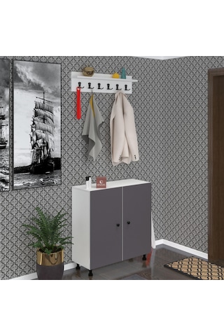 Kenzlife Portmanto Ayakkabılık Ve Askılık Tomak5 Gribyz 83 100 32 Yirmibeş Çift Ayakkabı Kapasitesi