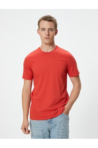 Koton Basic Tişört Dar Kesim Kısa Kollu Bisiklet Yaka Pamuklu Kırmızı 4sam10546hk Kırmızı