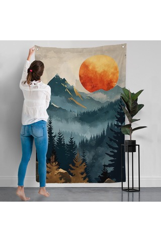 Dağların Üstündeki Güneş Manzarası Duvar Örtüsü-7645