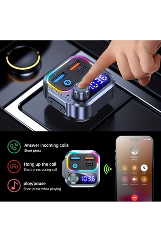 Xuweiwei Araba Kablosuz Hızlı Şarj Cihazı Hd Ekranlı 54 Hızlı Şarj Usb Kart Desteği Eller Serbest Arama Çok Fonksiyonlu Otomotiv Aksesuarı