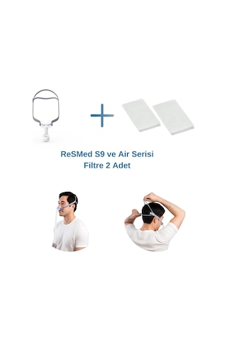 ResMed AirFit N30 Minimum Yüz Temaslı M Boy Burun Maskesi+ResMed S9 ve Air Serisi Filtre 2’li Paket