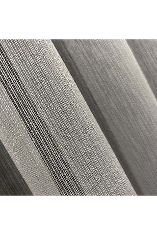 Ince Çizgili Modern Düz Tül 1/3 Sık Pile Ekru