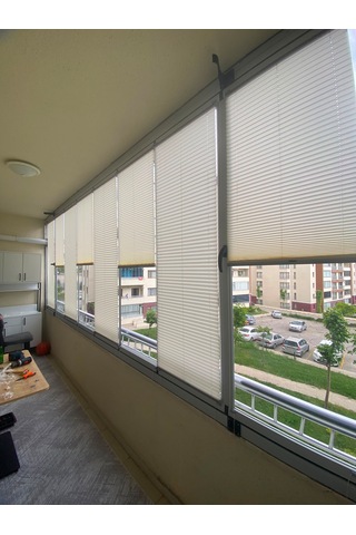 Plise Perde Premium Cam Balkon Isı Yalıtım Leke Tutmaz Katlanır Perde Bej