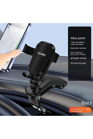 Boatshop1 Lcars Siyah Araba Gösterge Paneli Telefon Tutucu Kaymaz Silikon Kelepçeli 360 Derece Dönebilir Tüm Telefonlara Uyumlu Dayanıklı Abs