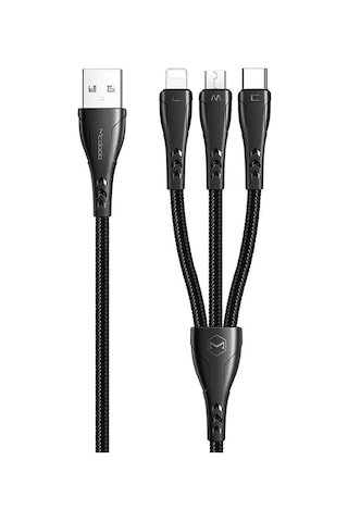 Mcdodo Ca-6960 3in1 Lightning-micro-type-c Şarj Kablosu 3a 1.2m - Siyah