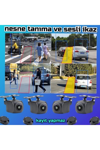 7'' Kayıtsız Ekran Araç Ve Yaya Tanımalı Sesli İkazlı 4 Kamera