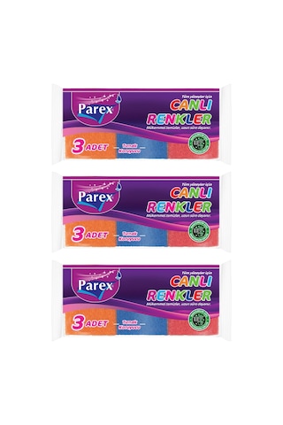 Parex Canlı Renkler 3'lü Sünger Oluklu Üçlü Paket