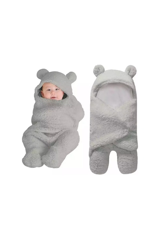 Moveevo Sonbahar Ve Kış Bebek Uyku Tulumu Yenidoğan Bölünmüş Bacaklı Kundak Sıcak Artı Kadife Battaniye Açık Gri Gri