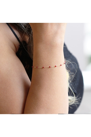 Glorria Glorria Altın Mercan Taşlı Bileklik Sarı Altın