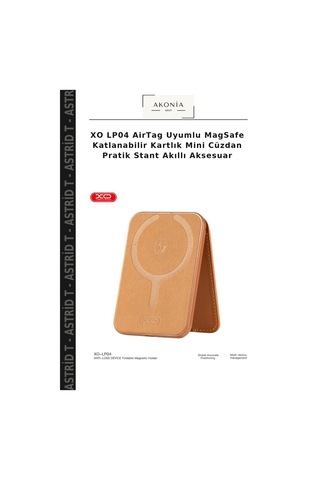 Xo Lp04 Airtag Uyumlu Magsafe Katlanabilir Kartlık Mini Cüzdan Pratik Stant Akıllı Aksesuar