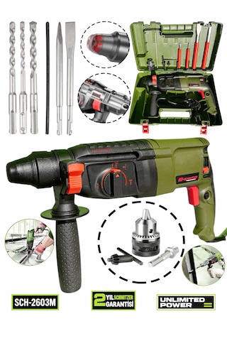 Schmıtzer 3'lü Set Sch-2603s Pro 850 W Sds Plus Metal Şanzuman Profesyonel Darbeli Matkap Kırıcı Delici 26mm Hilti