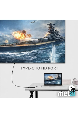 Metai 4k Ultra Hd Usb-c To Hdmı Dönüştürücü Adaptör Type-c Görüntü Aktarıcı Kablo Thunderbolt 3/4 Apple Uyumlu MacBook , Laptop, Telefon Ve Tablet İçin