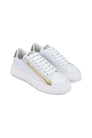 Mario Valentino Kadın Hakiki Deri Beyaz/altın Sneakers & Spor Ayakkabı 1040 91s3902 Bn Ayk Y24 Whıte/gold Altın - Beyaz