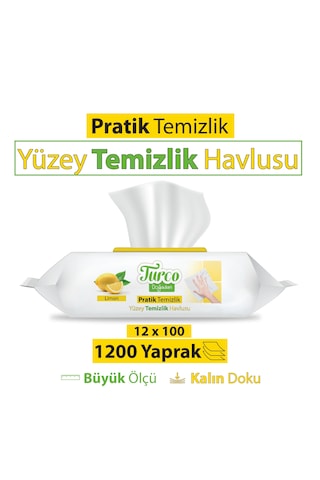 Turco Doğadan Pratik Yüzey Temizlik Havlu Limon 12 x 100'lü