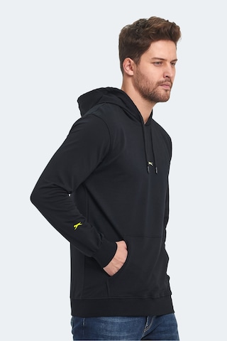 Slazenger Oslo In Erkek Kapüşonlu Cepli Siyah Sweatshirt Siyah
