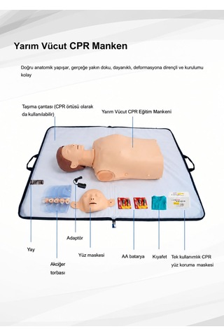 Yetişkin Yarım Beden Cpr Maketi - Cpr Mankeni, Sesli Uyarılı 01