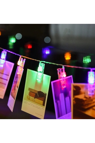 Renkli Işıklı Mandallı Fotoğraf Albümü 10 Lu - Rgb Çok Renkli