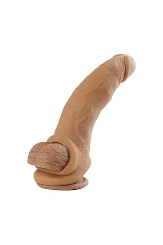 Erofoni Yeni Nesil Ucu 3 CM Dolgulu 21 CM Süper Realistik Uzatmalı Penis Kılıfı﻿﻿