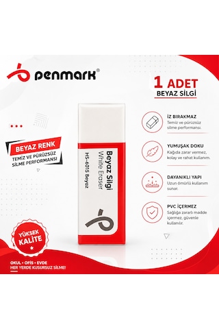 Penmark Beyaz Silgi 1 Adet Yumuşak,iz Bırakmaz Kaliteli