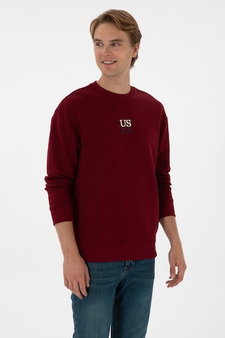 U.S. Polo Assn. Erkek Comfort Fit Bisiklet Yaka Bordo Basic Sweatshirt 50313760-VR014