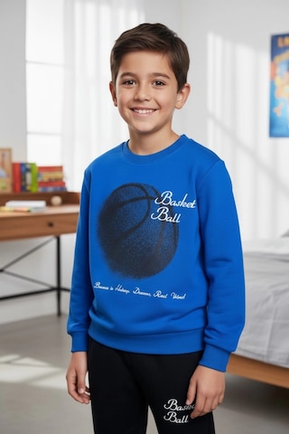 Basketball Yazı Desenli Mavi Renk Erkek Çocuk Eşofman Takımı Mavi