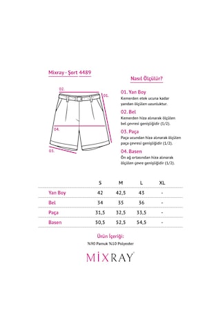 Mixray 40222 Kadın Yüksek Bel Deri Kemerli Pileli Şort Naturel