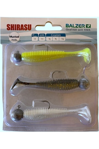 Balzer 16123 Shirasu Akiri Worm 7cm Silikon Yem 3'lü Set 1/0 İğneli 6-9-12gr Zokalar