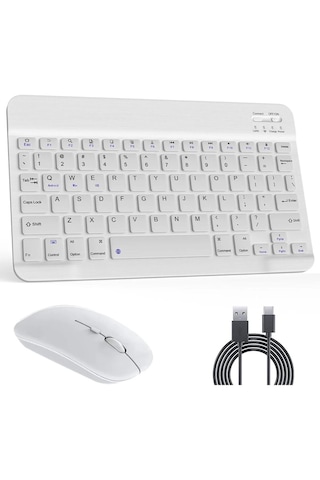 Kablosuz Bluetooth Türkçe Q Klavye Ve Mouse Seti Ios/androidtablet Telefon Uyumlu Şarjlı Lazer