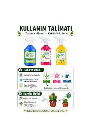 Bitki Besini Üçlü Bakım Seti Turbo Bloom Ve Kaktüs 3x500 Ml 500 ML