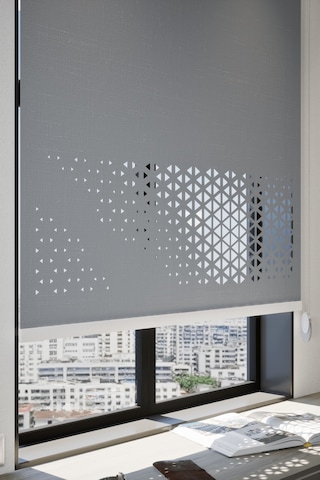 Lazer Kesim Mat Stor Perde, Lazer Kesimli Modern Serisi, M-1004 Antrasit Renk Antrasit