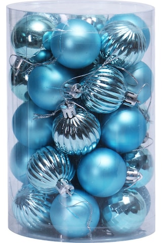 Vkemall Mavi Noel Topları Seti 4cm - 34 Adet Polistiren Ağaç Dekorasyonu