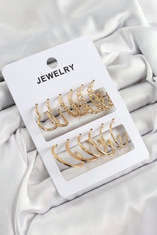 Pirinç Karışık Halka Model Gold Renk 6 Çift Kadın Küpe Set Çok Renkli 86541295 Pirinç Karışık Halka Model Gold Renk 6 Çift Kadın Küpe Set Çok Renkli 86541295
