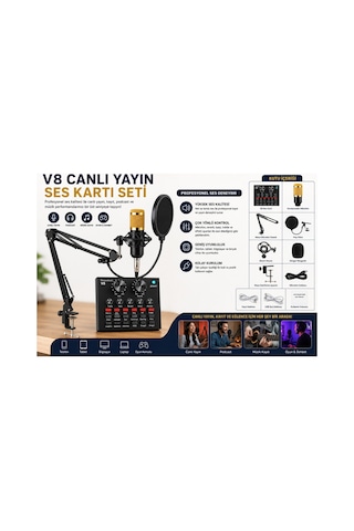 Bm-800 + V8 Ses Kartı Kiti Podcast Ekipman Paket Ses Ağı Profesyonel Studyo Mikrofonu Karaoke Diyafram Kondenser Mikrofon Karaoke Kiti