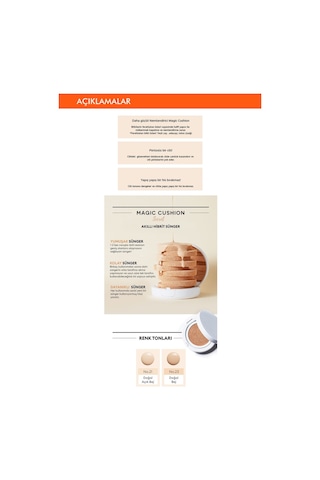 Missha Magic Cushion Moist Up Aydınlık Görünüm Sunan SPF50+ PA+++ Cushion Fondöten 23 İç Yedek 15 G