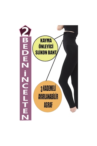 Fiolin Kadın Beden Incelten Yüksek Bel Agraflı Korse Tayt Siyah