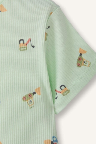 Defacto Desenli Fitilli Kaşkorse 2li Pijama Takımı Erkek Bebek H4030a526hsgn1094 Yeşil-gn1094