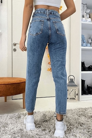 Woddi Sara Kar Mom Kot Yüksek Bel Likralı Ekstra Esnek Jeans Kot Pantolon Taş1